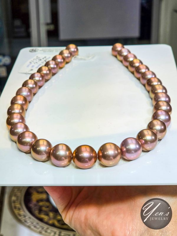 Natural Color Freshwater Edison Pearl Necklace – 14-16mm, 31pcs w/ Earrings