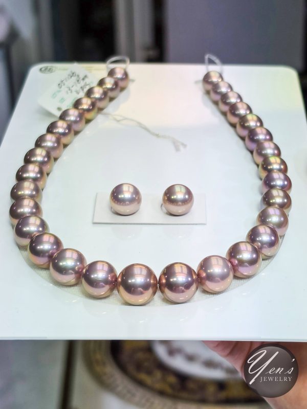 Natural Color Freshwater Edison Pearl Necklace – 13-16.8mm, 31pcs w/ Earrings